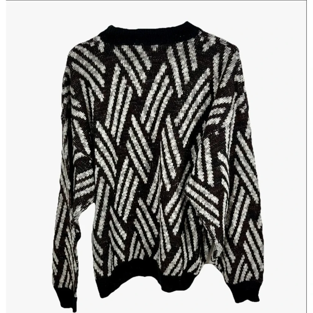 Vintage 90s Point Zero Sweater Men L Skater Geometric Abstract‎ Knit Grandpa